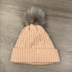 Calvin Klein Kids Blush Knit Beanie with Pom-Pom